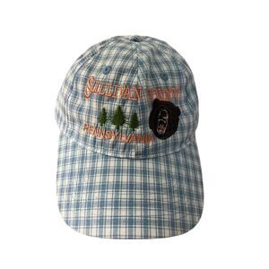 Sullivan County PA Custom Embroidered Bear Hat - Blue White Gingham Plaid NWT